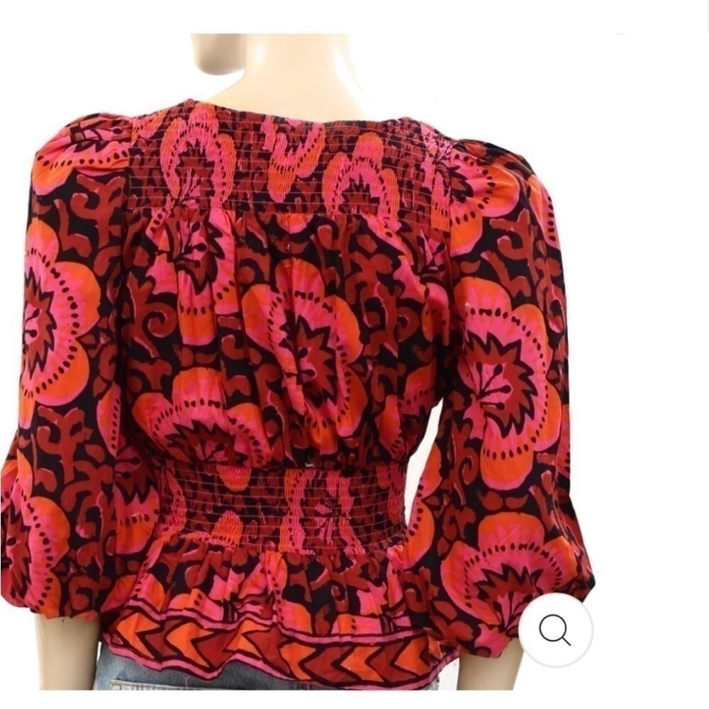 House of Harlow 1960 Blouse Smocked Floral Printed Top - Picture 2 of 9